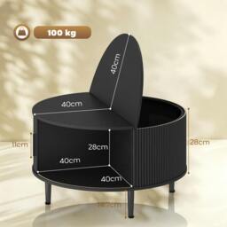 Rackhams Coffee Table with Lift Top Sliding Door 80 cm Black Wood Effect - thumbnail 3