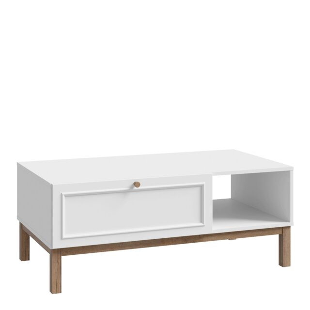 Rackhams Wensley 1 Drawer Coffee Table in Light Grey and Oak - Light Grey/Oak - Brown - 60 - image 1