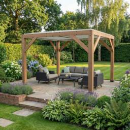 Rackhams Yardistry Wooden Pergola 13ft x 11ft (4m x 3.4m) With Louvered Roof - thumbnail 1
