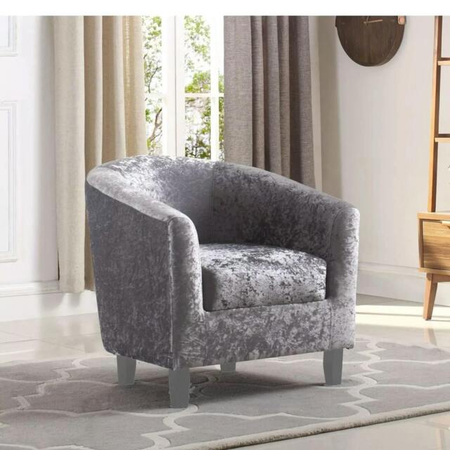 Rackhams Adult Velvet Tub Chair Armchair Grey