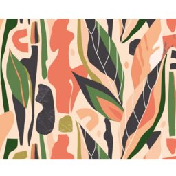 Rackhams Abstract Leaf Shapes Wall Mural - Orange - Large - W350cm x H280cm - thumbnail 2