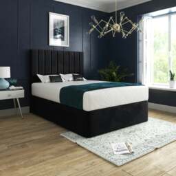 Rackhams Marcelo Upholstered Soft Velvet Bed Frame - Black - Black - Small double - thumbnail 1