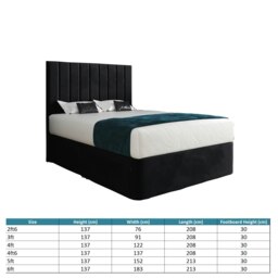 Rackhams Marcelo Upholstered Soft Velvet Bed Frame - Black - Black - Small double - thumbnail 4