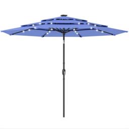 Rackhams 2.8 m Garden Parasol Umbrella with Light, Patio Umbrella, Navy Blue - Modern - Garden Parasol - Navy blue - thumbnail 3