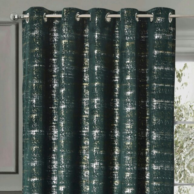 Rackhams Warwick Readymade Eyelet Curtains - 168cm x 183cm - Green - image 1