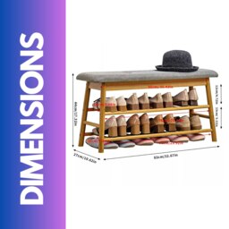 Rackhams 2 Tier Shoe Bench Rack With Cushioned Seat Natural Brown - thumbnail 5