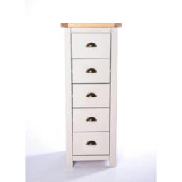 Rackhams Argenta 5 Drawer Narrow Chest of Drawers Brass Cup Handle - Light Grey - thumbnail 1