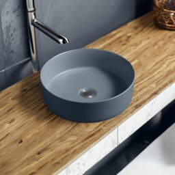 Rackhams 7844 Ceramic Vert Round Countertop Basin in Dark Grey - Dark Grey - Ceramic - One Size - thumbnail 1