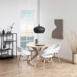 Rackhams I_Duncan Round Dining Table in White Oak - Brown - No - White - thumbnail 3