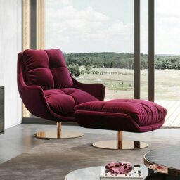 Rackhams Bonnet Swivel Lounge Chair With Ottoman - Blue - Armchair Only - thumbnail 3
