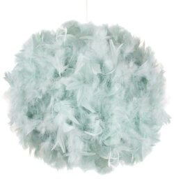 Rackhams Contemporary and Unique Large Duck Egg Real Feather Decorated Easy Fit Shade - thumbnail 1