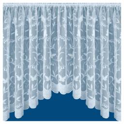 "Rackhams Butterfly and Leaf Floral Net Lace Curtain Jardiniere with Elevated Base - White - 42"" (107cm) - 100"" (254cm)"