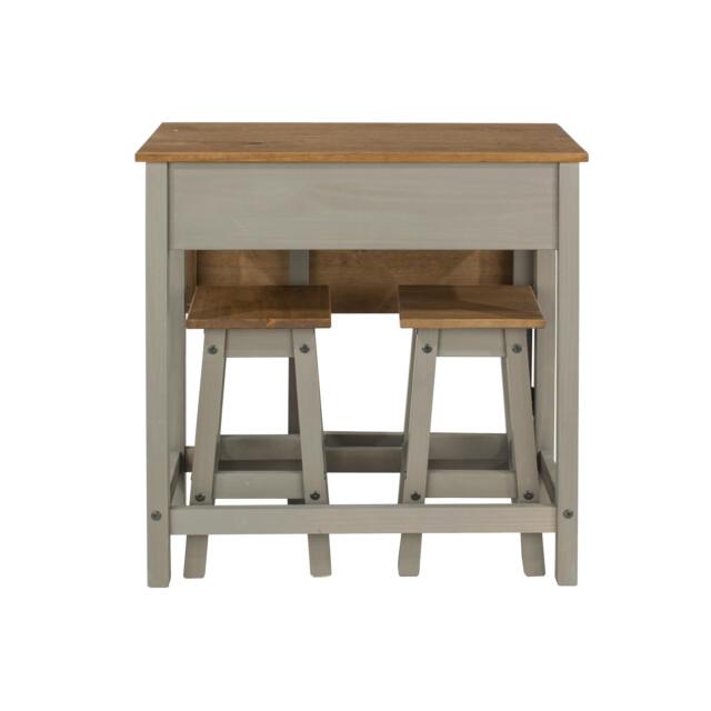 Rackhams Corona Breakfast Drop-Leaf Dining Set with Stools - Grey Wax - image 1