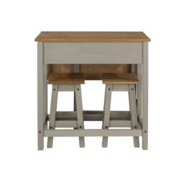 Rackhams Corona Breakfast Drop-Leaf Dining Set with Stools - Grey Wax - thumbnail 1