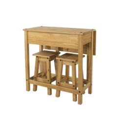 Rackhams Corona Breakfast Drop-Leaf Dining Set with Stools - Grey Wax - thumbnail 2