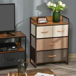 Rackhams Closet Dresser, Dresser Tower With 4 Easy Pull Fabric Drawer Steel Frame