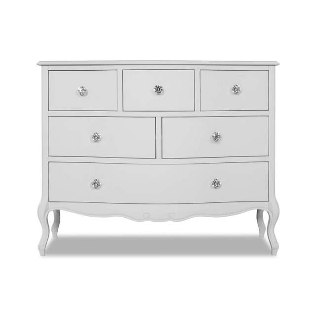 Rackhams Juliette Vintage Chic 6 Drawer Large Chest with Crystal Handles - White - image 1