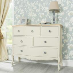 Rackhams Juliette Vintage Chic 6 Drawer Large Chest with Crystal Handles - White - thumbnail 3
