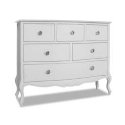 Rackhams Juliette Vintage Chic 6 Drawer Large Chest with Crystal Handles - White - thumbnail 6