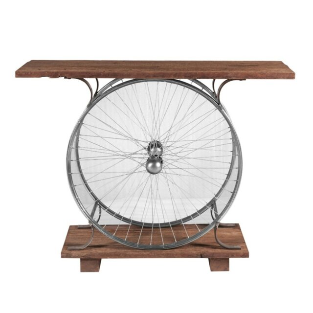 Rackhams Monco Reclaimed Wood & Metal Console Table Wheel - Lacquered - Wood - 1 - image 1