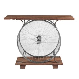 Rackhams Monco Reclaimed Wood & Metal Console Table Wheel - Lacquered - Wood - 1