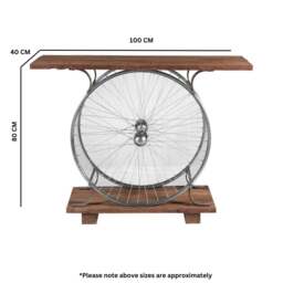 Rackhams Monco Reclaimed Wood & Metal Console Table Wheel - Lacquered - Wood - 1 - thumbnail 2