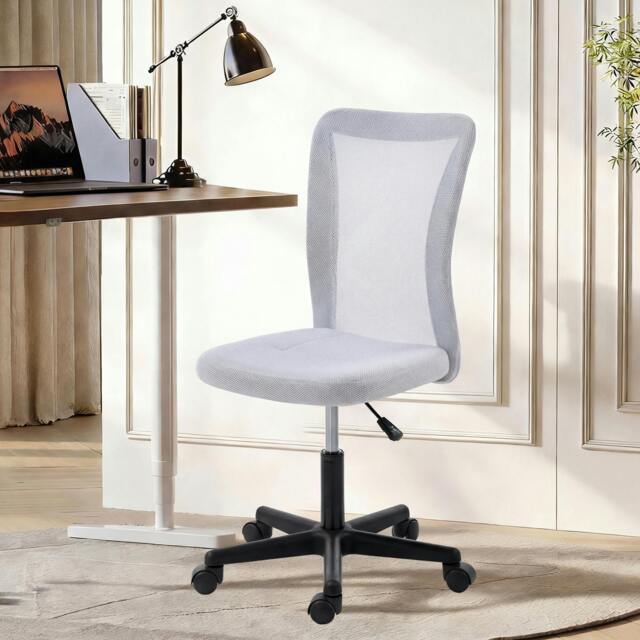 Rackhams Mesh Office Chair Armless Adjustable Height White - Yes - Office Chair - 43W x 54D x 85-97H cm - image 1
