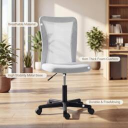 Rackhams Mesh Office Chair Armless Adjustable Height White - Yes - Office Chair - 43W x 54D x 85-97H cm - thumbnail 4