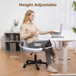 Rackhams Mesh Office Chair Armless Adjustable Height White - Yes - Office Chair - 43W x 54D x 85-97H cm - thumbnail 5