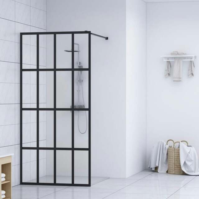 Rackhams Walk-in Shower Screen Clear Tempered Glass 90x195 cm