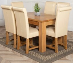 Rackhams Dakota Small Oak Dining Table with Washington Leather Chairs - 6 chairs - Burgundy - thumbnail 6