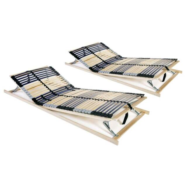 Rackhams Slatted Bed Bases 2 pcs with 42 Slats 7 Zones 70x200 cm