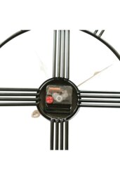 Rackhams 60cm Dia Round Skeleton Metal Wall Clock with Gold Needles - Black - thumbnail 6