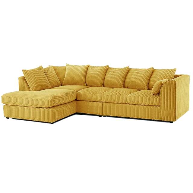 Rackhams Luxor Full Cord Fabric 5 Seater Corner Sofa Scatter Back - Mustard - Left Hand Facing - image 1