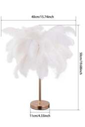 Rackhams G4 Modern White Feather Lampshade Table Lamp Fixtures Decor - Warm Light - Multi - One Size - thumbnail 3