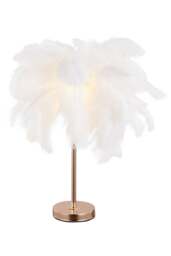 Rackhams G4 Modern White Feather Lampshade Table Lamp Fixtures Decor - Warm Light - Multi - One Size - thumbnail 4
