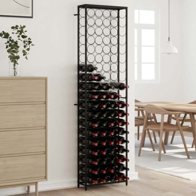 Rackhams Wine Rack for 95 Bottles Black 54x18x200 cm Wrought Iron