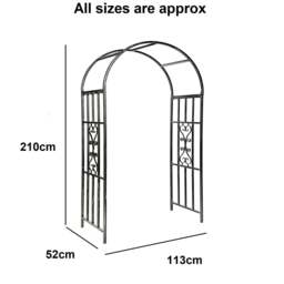 Rackhams Metal Garden Patio Wedding Rose Arch Arbour Archway Climbing Plant Trellis Black - thumbnail 3