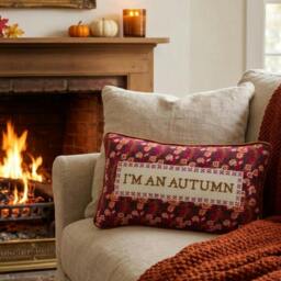 Rackhams 'I'm An Autumn' Needlepoint Pillow - Polyester/Velvet/Wool - H22.9 x W38.1 x D12.7cm, 0.498kg - thumbnail 4