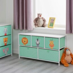 Rackhams Jungle 5 Drawer Kids Storage Chest - Green/White - thumbnail 2