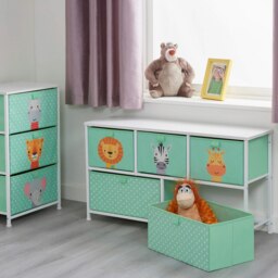 Rackhams Jungle 5 Drawer Kids Storage Chest - Green/White - thumbnail 4