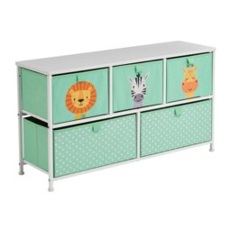 Rackhams Jungle 5 Drawer Kids Storage Chest - Green/White - thumbnail 3