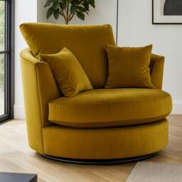 Rackhams Brooklyn Plush Velvet Swivel Chair - Gold - thumbnail 1