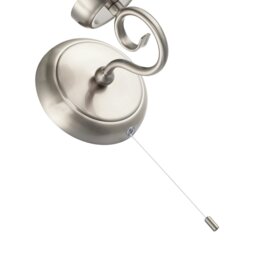 Rackhams Traditional Satin Nickel Wall Light with Scroll Arm and Pull Switch - thumbnail 6