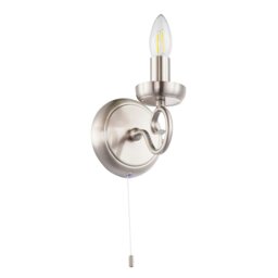 Rackhams Traditional Satin Nickel Wall Light with Scroll Arm and Pull Switch - thumbnail 5