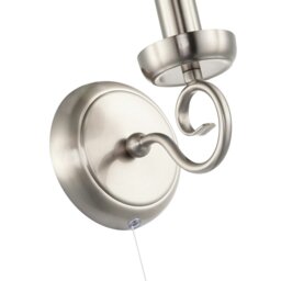 Rackhams Traditional Satin Nickel Wall Light with Scroll Arm and Pull Switch - thumbnail 3