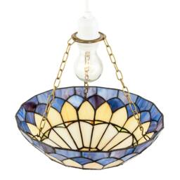 Rackhams Lavender Purple Stained Glass Domed Tiffany Pendant Shade with Chains - thumbnail 3