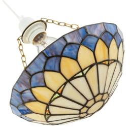 Rackhams Lavender Purple Stained Glass Domed Tiffany Pendant Shade with Chains - thumbnail 4