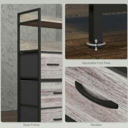 Rackhams Rustic Chest of Seven Fabric Drawers - Grey Wood Effect - thumbnail 5