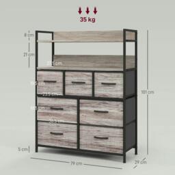 Rackhams Rustic Chest of Seven Fabric Drawers - Grey Wood Effect - thumbnail 3